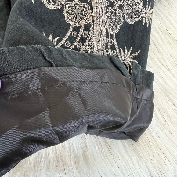 Anne Carson Womens Straight Leg Pants Black Floral High Rise Embroidered 10 - Picture 8 of 12